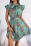 Ruffle Sleeves Smocked Floral Dress