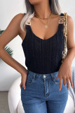 Buckle Kniting Hollow Out Cami Top