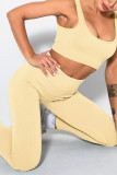 Plain Seamless Rib Tank Top With Shorts 2pcs Set