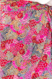 Red Tie Waist Floral Wrap Midi Skirt