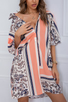 Colorbloc Splicing Floral Shirt Dress