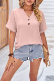 V Neck Fold Sleeves Plain Blouse
