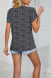 V Neck Ruffle Sleeves Floral Print Blouse