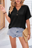 V Neck Fold Sleeves Plain Blouse