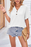 V Neck Fold Sleeves Plain Blouse