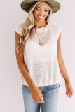 White Side Drawstring Knitted Tank Top