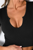 Plain Seamless Rib Tank Top With Shorts 2pcs Set