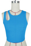 Plain Cut Out Shoulder Crop Tank Top