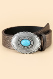 Turquoise Embossed Leather Belt