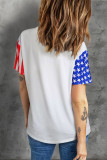 Multicolor American Flag Stars Print Raglan Sleeve Graphic Tee