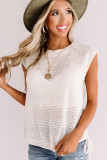 White Side Drawstring Knitted Tank Top