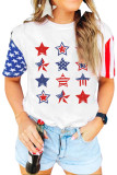 Multicolor American Flag Stars Print Raglan Sleeve Graphic Tee