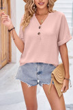 V Neck Fold Sleeves Plain Blouse