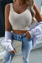 Apricot Cropped Woolen Knit Vest