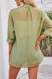Plain Open Button Long Sleeves Blouse Shirt