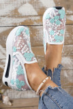 See Thru Lace Embroidery Slip On Platform Shoes