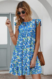 Flutter Sleeves Tiered Floral Dress