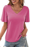 Pink Bell Sleeve V-Neck Top