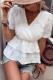 White V Neck Fluffy Tiered Blouse