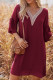 Plain V Neck Lace Edge Ruffles Sleeves Mini Dress
