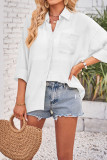 Plain Open Button Long Sleeves Blouse Shirt
