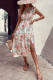 Floral Ruffle Sleeves Split Dress