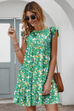 Flutter Sleeves Tiered Floral Dress