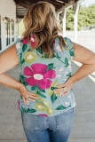 Multicolor Plus Size Floral Print Ruffle Trim Tank Top