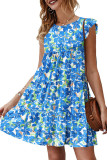 Flutter Sleeves Tiered Floral Dress