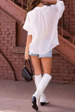 Plain Open Button Long Sleeves Blouse Shirt