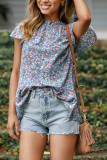 Frilled Collar Ruffles Floral Blouse