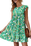 Flutter Sleeves Tiered Floral Dress