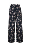 Black High Waist Floral Wide Leg Flare Pants