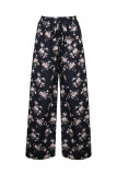 Black High Waist Floral Wide Leg Flare Pants