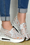 Embroidery Mesh Platform Slip On Shoes