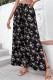 Black High Waist Floral Wide Leg Flare Pants