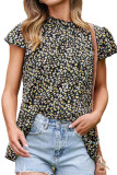 Frilled Collar Ruffles Floral Blouse