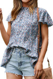 Frilled Collar Ruffles Floral Blouse