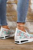 See Thru Lace Embroidery Slip On Platform Shoes