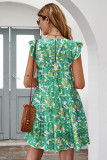 Flutter Sleeves Tiered Floral Dress