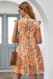 Flutter Sleeves Tiered Floral Dress
