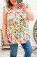Multicolor Plus Size Floral Print Ruffle Tiered Tunic Top