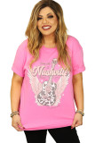 Rose Nashville Music City Guitar Graphic Print Plus Size T Shirt