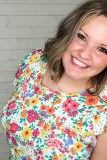 Multicolor Plus Size Floral Print Ruffle Tiered Tunic Top