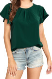Round Neck Pin-Tuck Chiffon Top