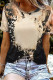 Black Blank Apparel- Bleached Dyed Print O-neck Graphic T Shirt