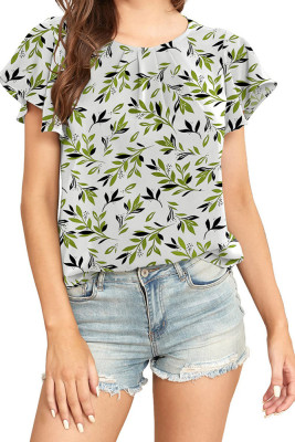 Round Neck Pin-Tuck Chiffon Top