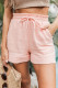 Pink Drawstring Waist Pocketed Lounge Shorts