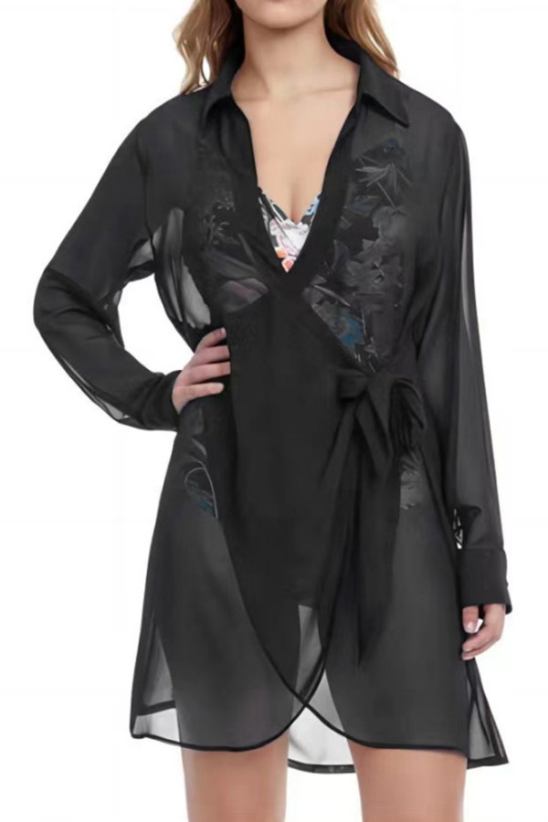 Plain Lace Mesh Beach Cover Up