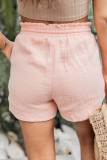 Pink Drawstring Waist Pocketed Lounge Shorts